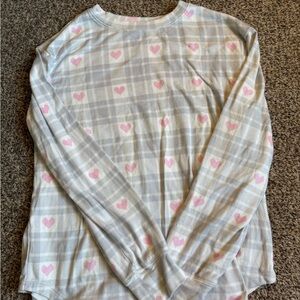 LOFT Women's Pajama Top with Pink Hearts
